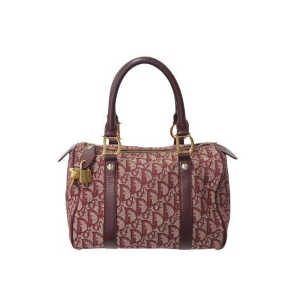 Christian Dior Speedy Boston Trotter Handbag Red Jacquard